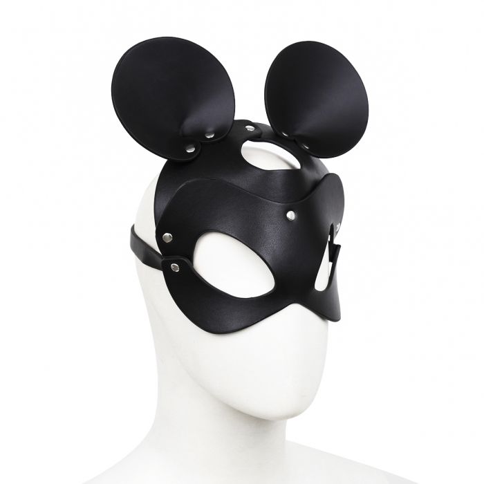 Kiotos - Mouse - Fetish Masker met Oortjes - PU Leer - Zwart