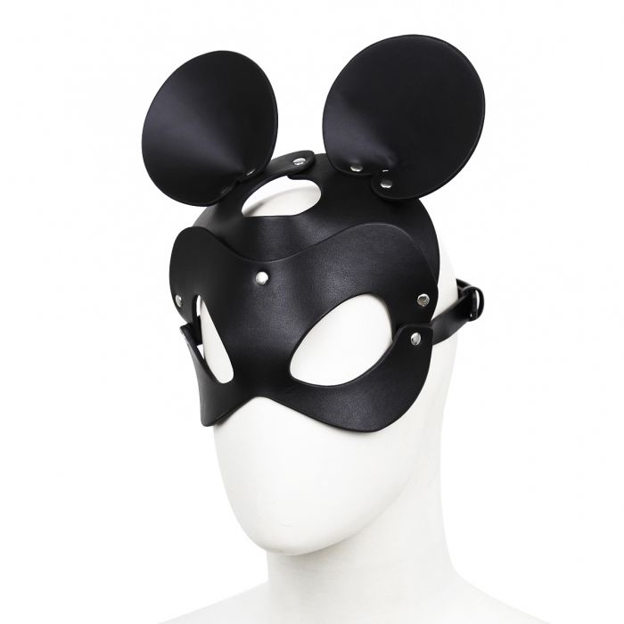 Kiotos - Mouse - Fetish Masker met Oortjes - PU Leer - Zwart