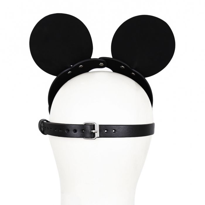 Kiotos - Mouse - Fetish Masker met Oortjes - PU Leer - Zwart
