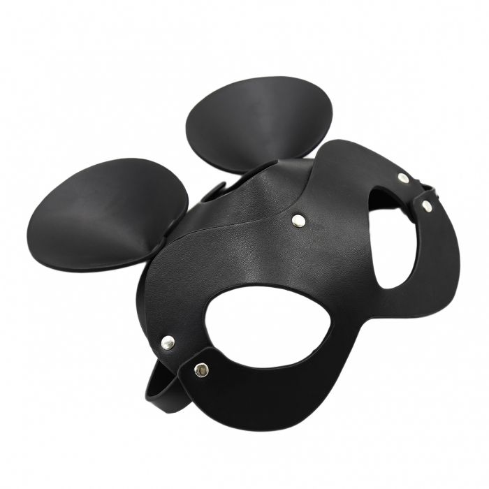 Kiotos - Mouse - Fetish Masker met Oortjes - PU Leer - Zwart