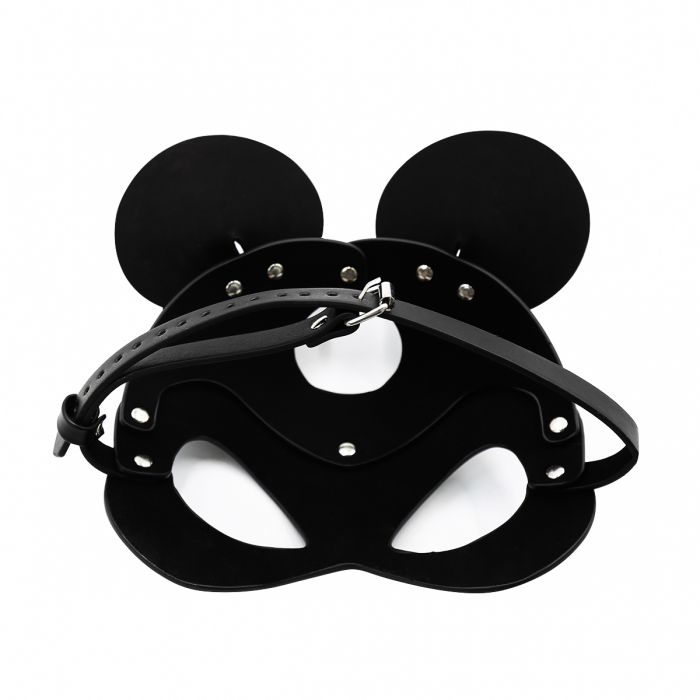 Kiotos - Mouse - Fetish Masker met Oortjes - PU Leer - Zwart