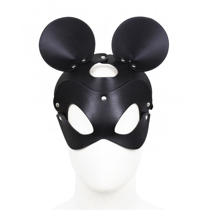 Kiotos - Mouse - Fetish Masker met Oortjes - PU Leer - Zwart