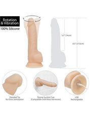 Naked Addiction - Roterende En Vibrerende Siliconen Dildo Met Zuignap 21,5 cm