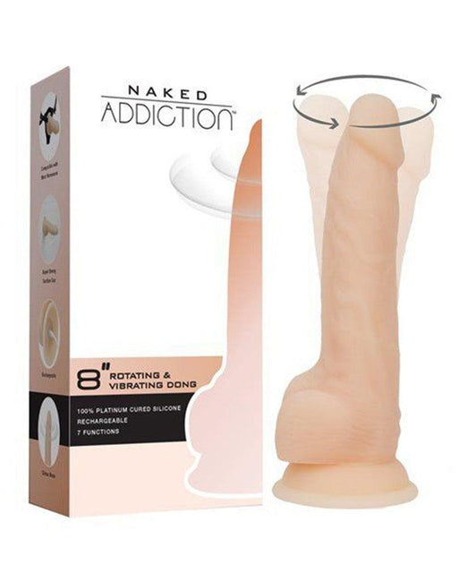 Naked Addiction - Roterende En Vibrerende Siliconen Dildo Met Zuignap 21,5 cm