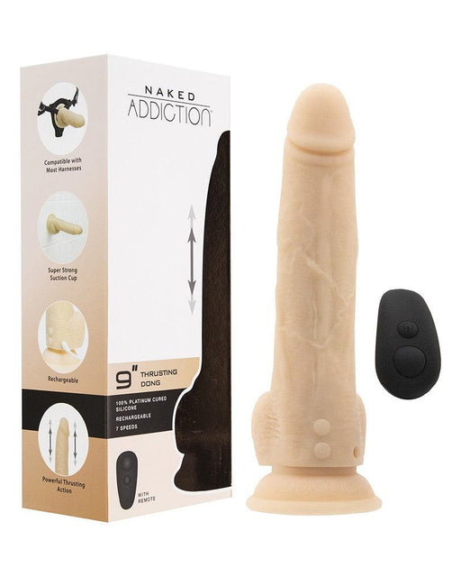 Naked Addiction - Stotende Dildo Met Zuignap En Afstandsbediening - Dubbellaags Siliconen - 18 cm