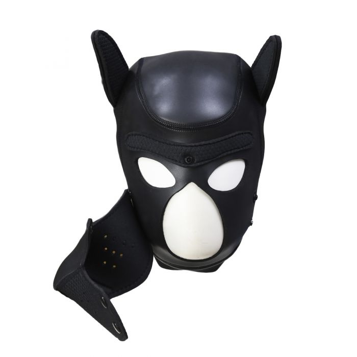Neopreen Puppy Hood Zwart – Comfortabel hondenmasker voor puppy play