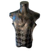 Peter Domenie - Latex Herengilet met Ruitmotief - Zwart/Grijs - Maat L