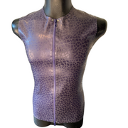 Latex 101 - Latex Herenshirt Mouwloos - Paars met Sahara Print - Maat M