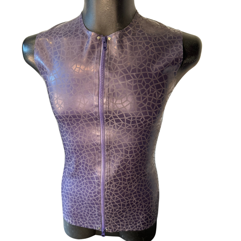 Latex 101 - Latex Herenshirt Mouwloos - Paars met Sahara Print - Maat M