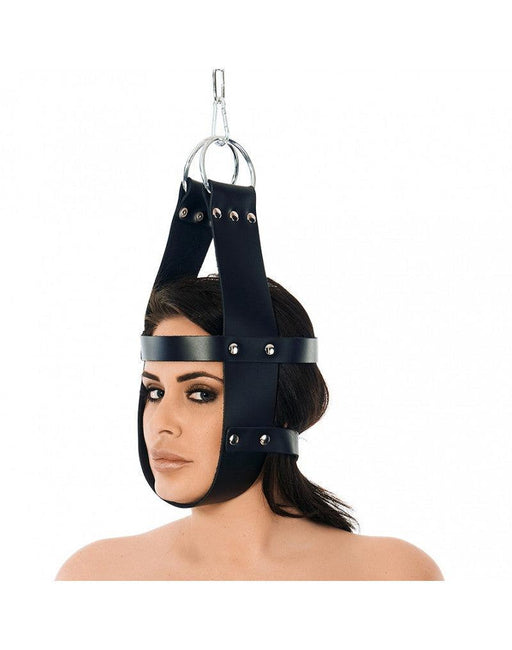 Rimba - Bondage Suspension Masker Met Ringen En Kinband - Zwart