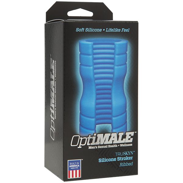 OptiMALE - Truskyn Siliconen Masturbator met Ribbels - Blauw