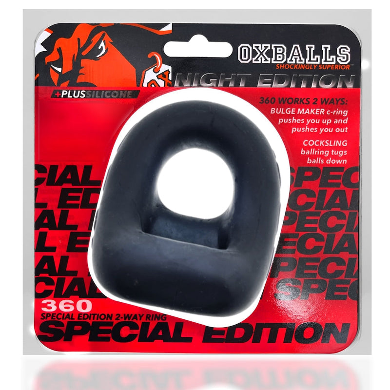 Oxballs - 360 - Cockring en Ball Sling - Night Edition - Mat Zwart