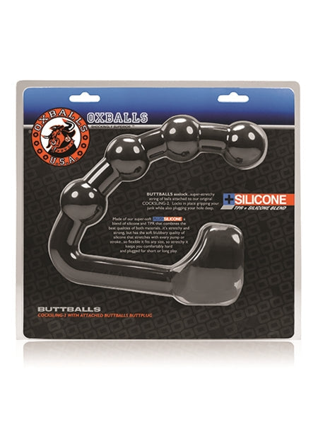 Oxballs - Buttballs - Rekbare Cocksling met Buttplug - Zwart