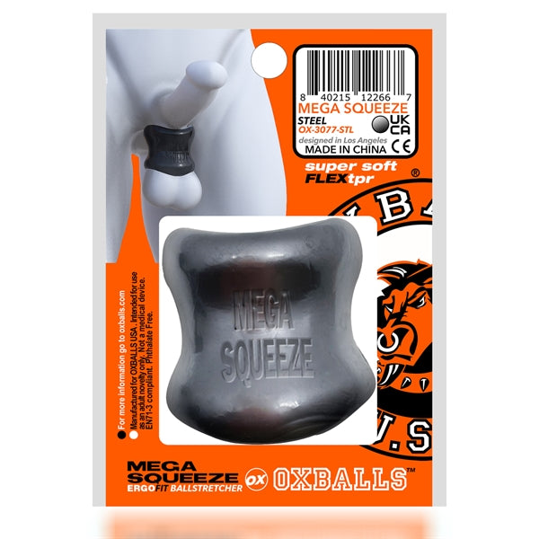Oxballs - Mega Squeeze - Rekbare Ballstretcher van TPR - Steel/Zilver