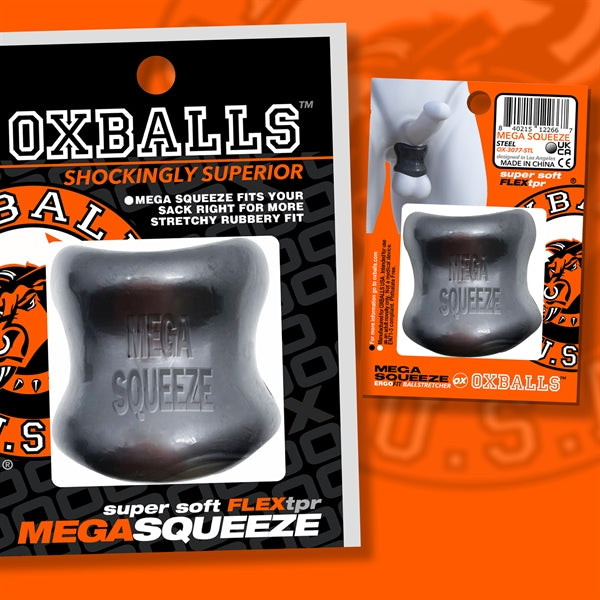Oxballs - Mega Squeeze - Rekbare Ballstretcher van TPR - Steel/Zilver