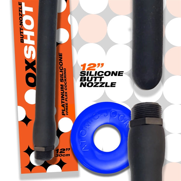 Oxballs - Ox Shot - Siliconen Anaal Douche - Lengte 30 cm - Gratis Rubberen Cockring