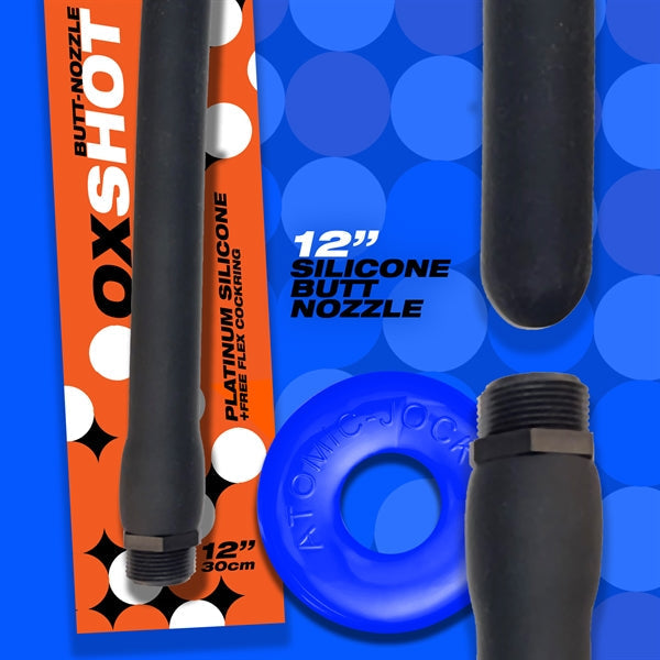 Oxballs - Ox Shot - Siliconen Anaal Douche - Lengte 30 cm - Gratis Rubberen Cockring