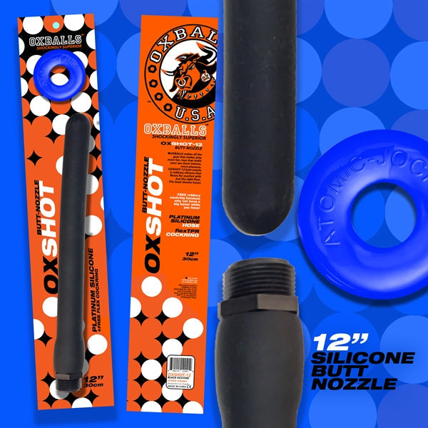 Oxballs - Ox Shot - Siliconen Anaal Douche - Lengte 30 cm - Gratis Rubberen Cockring