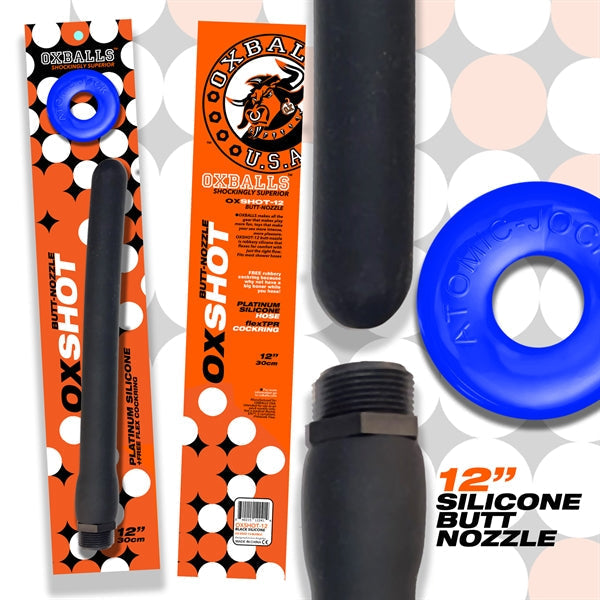 Oxballs - Ox Shot - Siliconen Anaal Douche - Lengte 30 cm - Gratis Rubberen Cockring