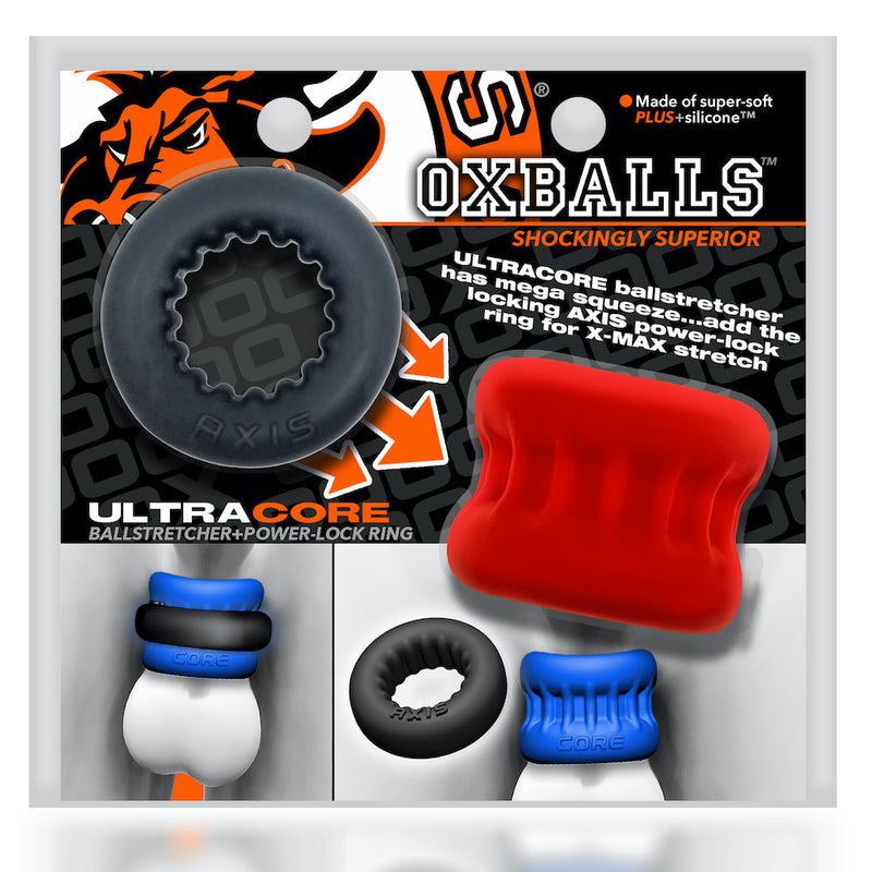 Oxballs - Ultracore - Set met Core Ballstretcher en Axi Ring - Rood Ice