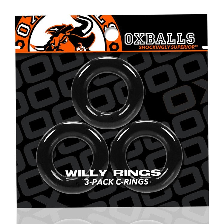 Oxballs - Willy - Cockring - 3 stuks - Zwart