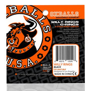 Oxballs - Willy - Cockring - 3 stuks - Zwart