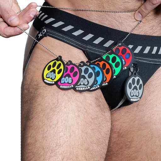 Oxjok Dogpack - Jockstrap met 6 verschillende dog tags - Zwart/Zilver