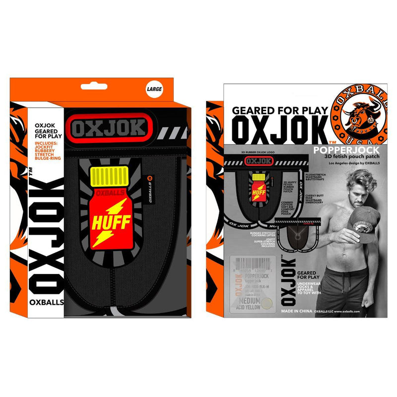 Oxjok Popperjock - 3D Rubber Huffer Jockstrap - Zwart/Rood