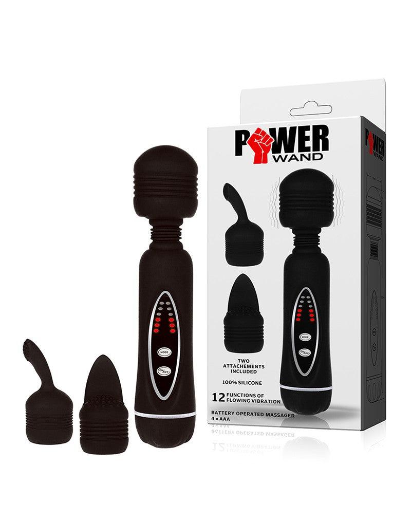 POWER Wand Vibrator Met 2 verwisselbare Koppen - Zwart