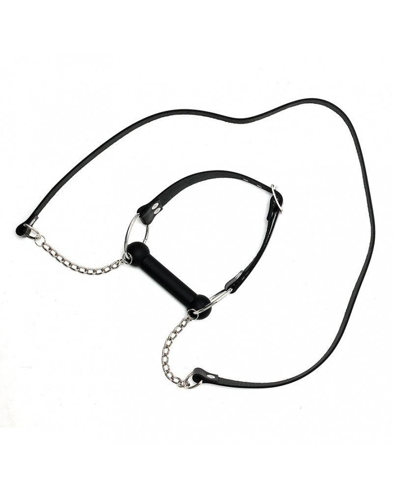 Rimba - Paardenbit gag Met leidsels Leer - Zwart