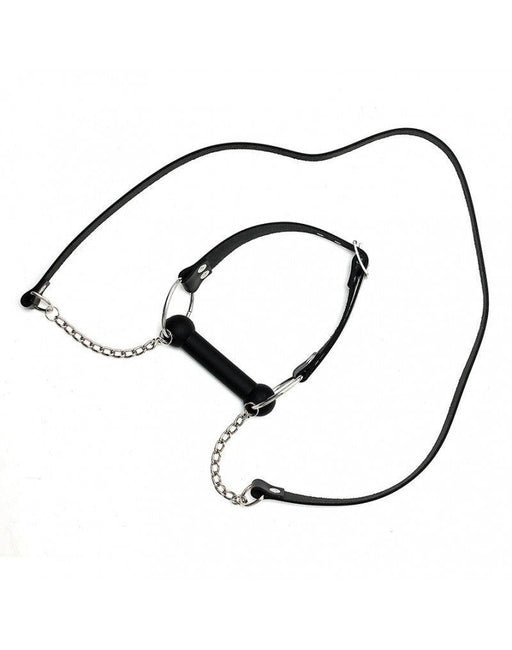 Rimba - Paardenbit gag Met leidsels Leer - Zwart