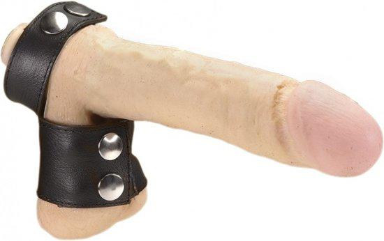 Rimba - Penisband Met Ballstretcher - Leder - Verstelbaar