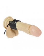 Rimba - Leren Penis Strap Met Vetersluiting - Verstelbaar - Zwart