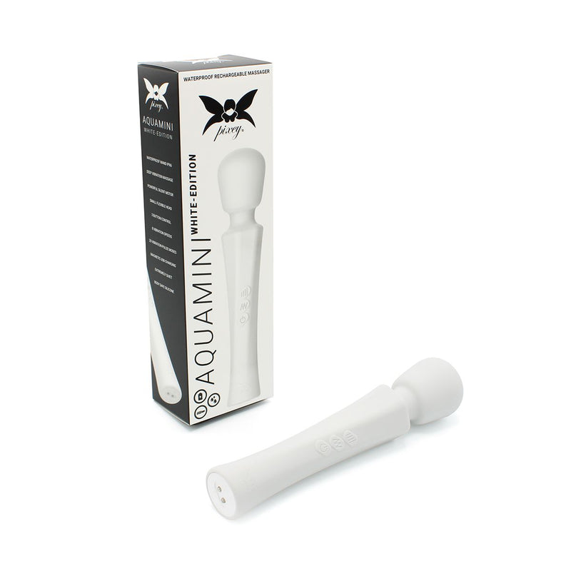 Pixey - Aqua Mini Wand Vibrator - The White Edition - Sterke en Stille Motor - Wit
