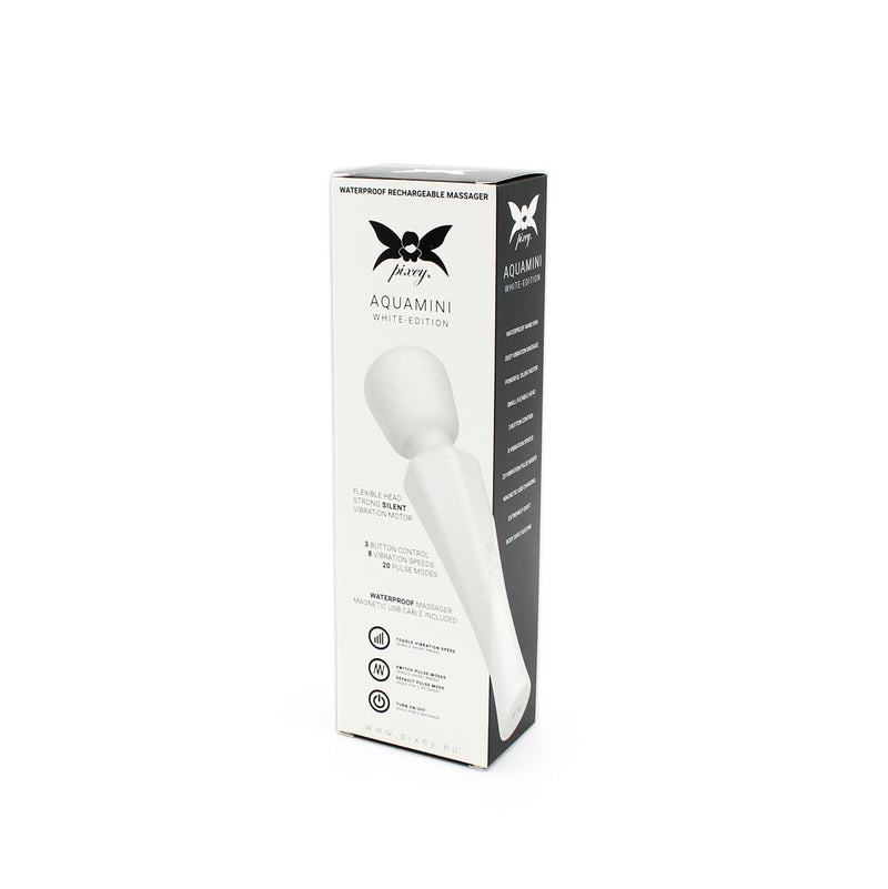 Pixey - Aqua Mini Wand Vibrator - The White Edition - Sterke en Stille Motor - Wit