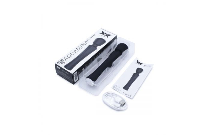 Pixey - Aqua Mini Wand Vibrator - Zwart