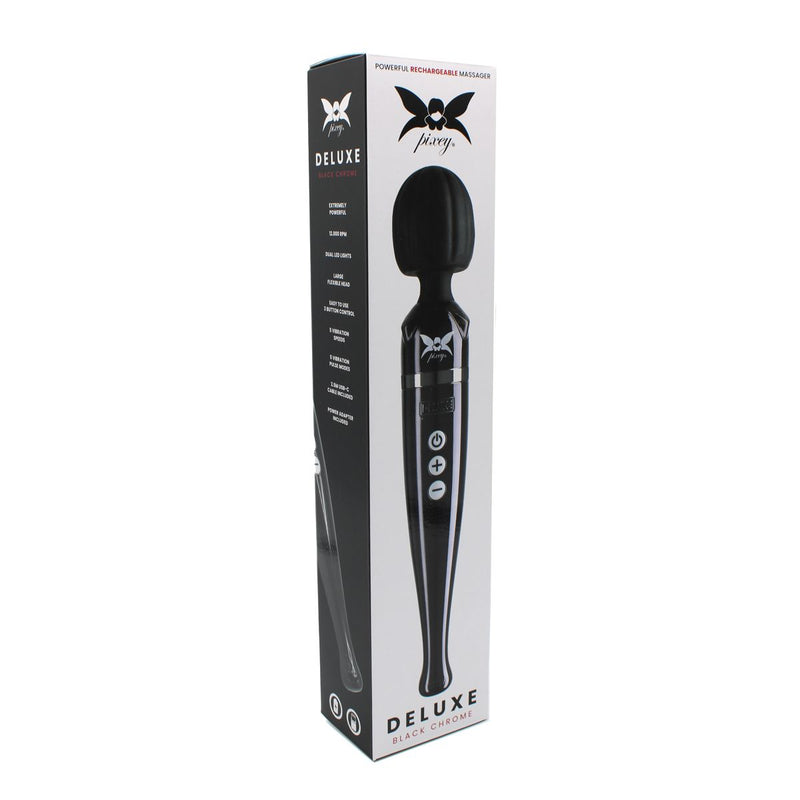Pixey DeLuxe - Black Chrome Edition - Oplaadbare Wand Vibrator - de krachtigste die er is