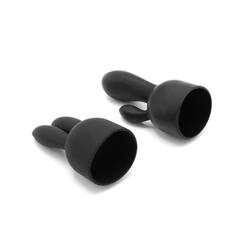 Pixey Turbo - Wand Vibrator - Massager - Black Edition - Met Twee Opzetstukken