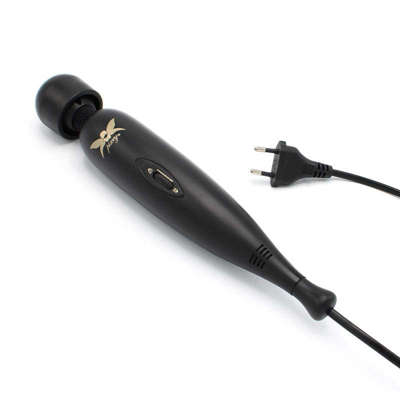 Pixey Turbo - Wand Vibrator - Massager - Black Edition - Met Twee Opzetstukken