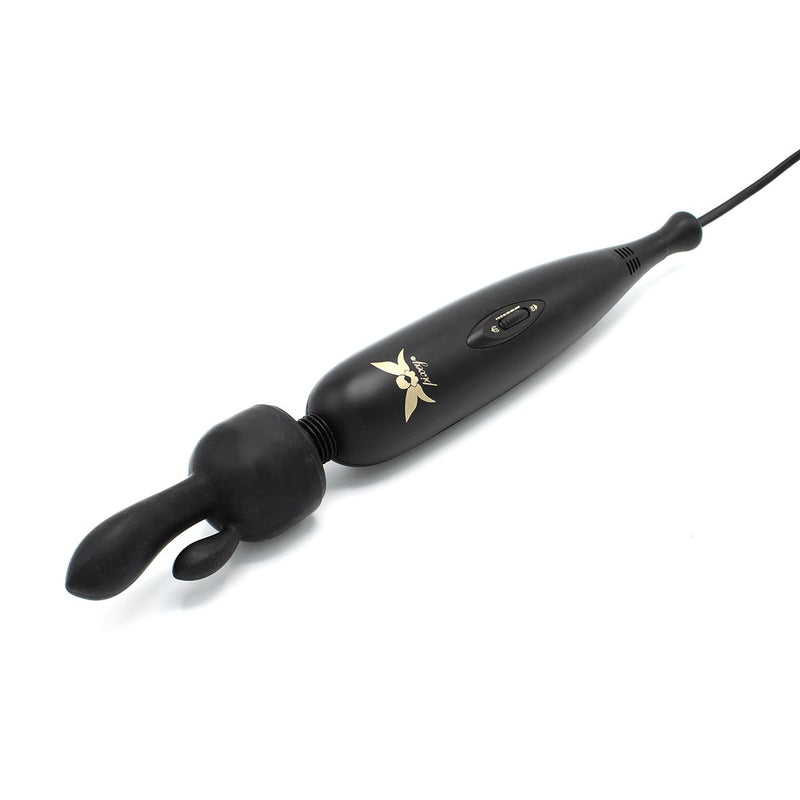 Pixey Turbo - Wand Vibrator - Massager - Black Edition - Met Twee Opzetstukken