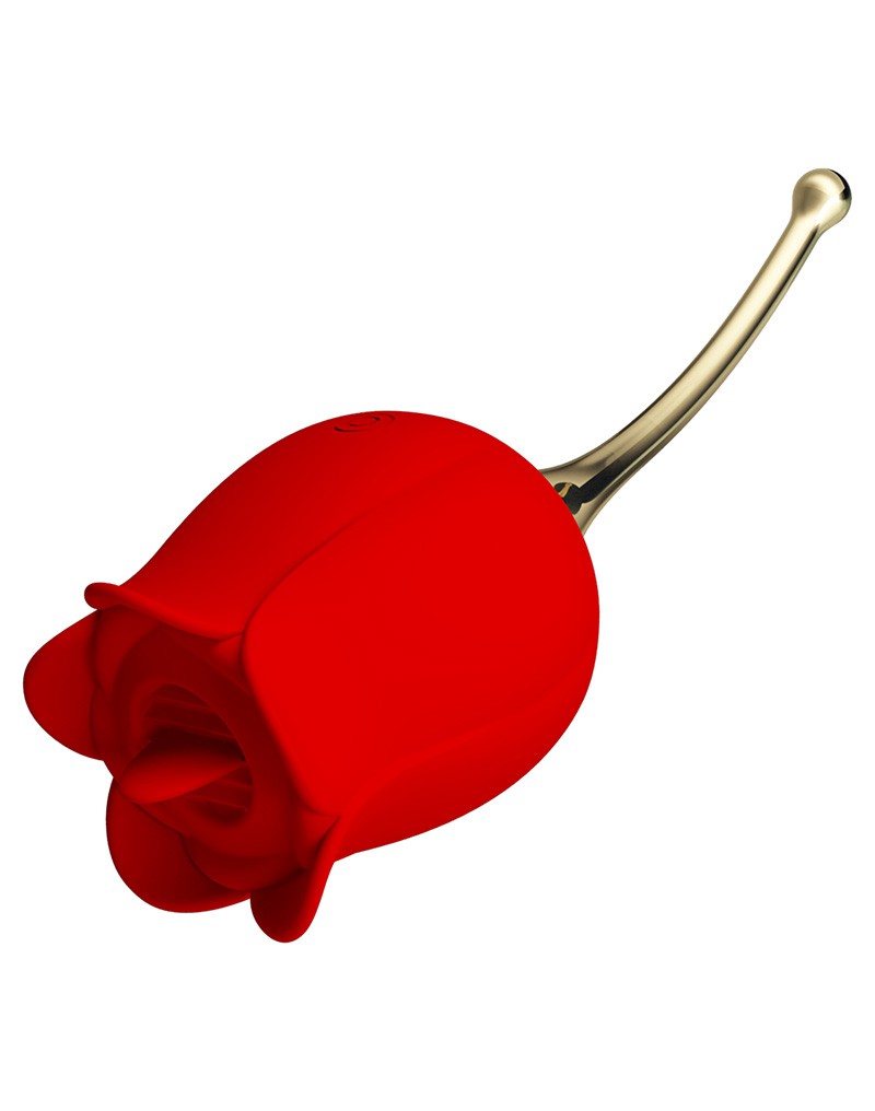 Pretty Love - Clitoris Vibrator Met likstimulator Rose Lover - Rood/Goud