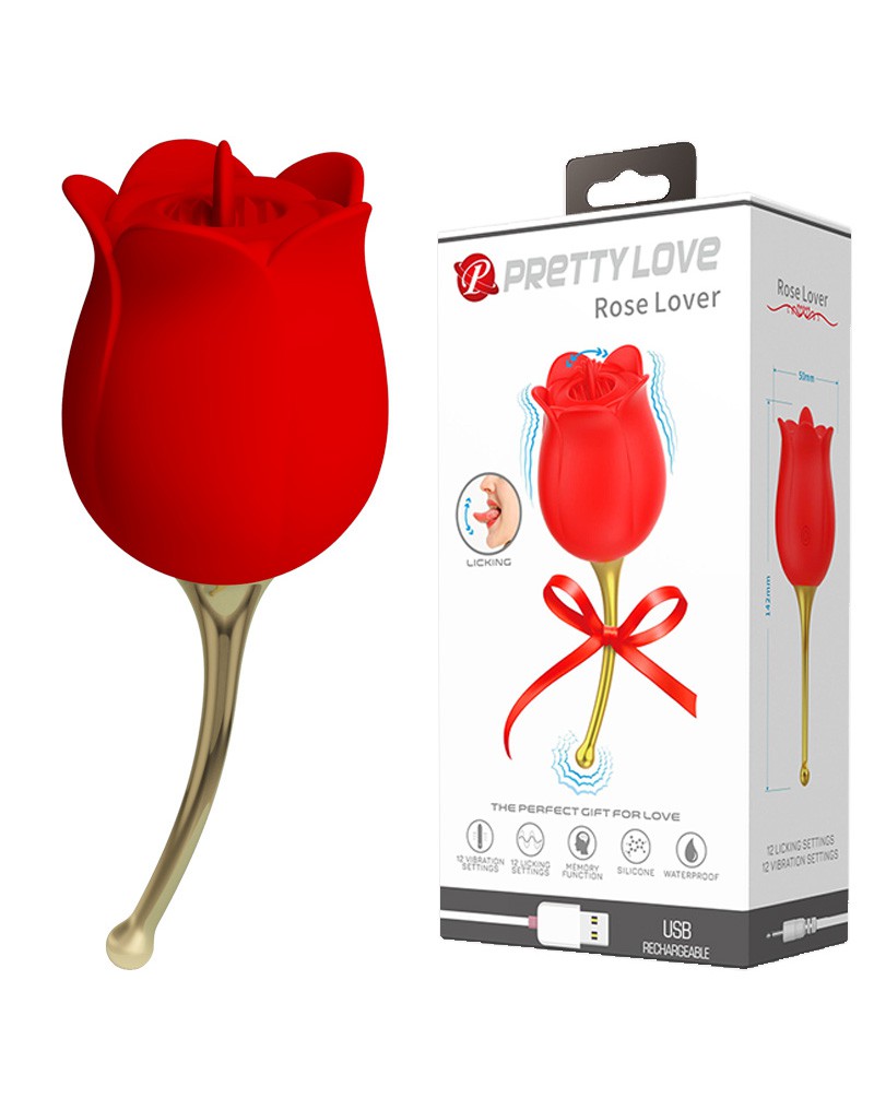 Pretty Love - Clitoris Vibrator Met likstimulator Rose Lover - Rood/Goud
