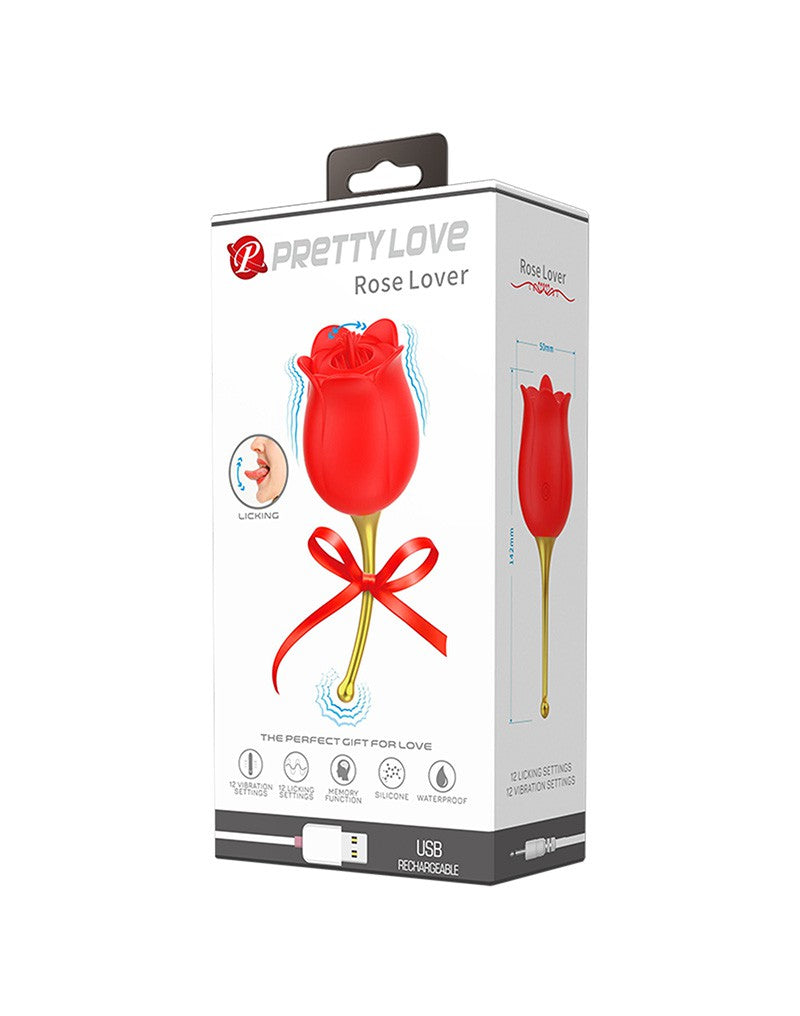 Pretty Love - Clitoris Vibrator Met likstimulator Rose Lover - Rood/Goud