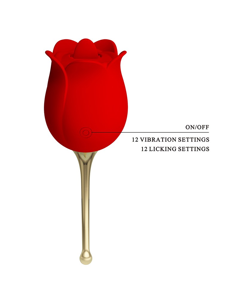 Pretty Love - Clitoris Vibrator Met likstimulator Rose Lover - Rood/Goud