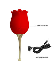 Pretty Love - Clitoris Vibrator Met likstimulator Rose Lover - Rood/Goud