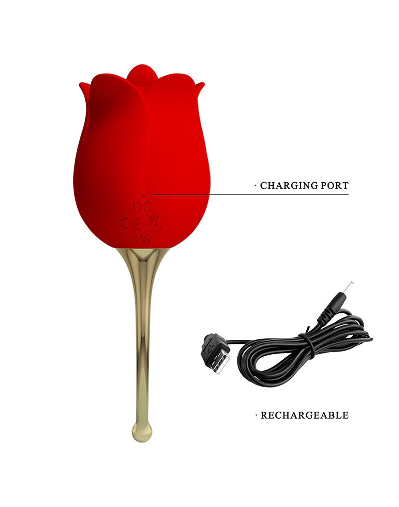 Pretty Love - Clitoris Vibrator Met likstimulator Rose Lover - Rood/Goud