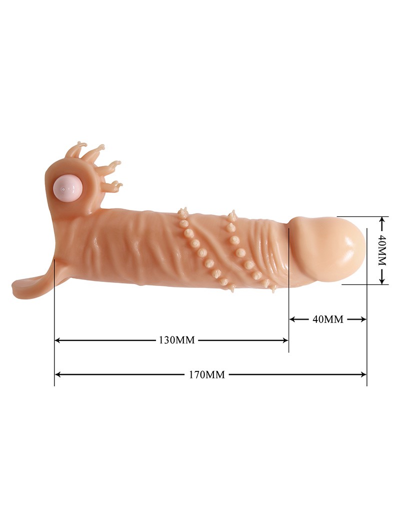 Pretty Love - Connor - Vibrerende Penis Sleeve - Met Clitoris Stimulator - Lichte Huidskleur