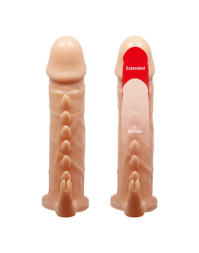Pretty Love - Emmit - Penis Sleeve Met geribbeld ontwerp - Lichte Huidskleur
