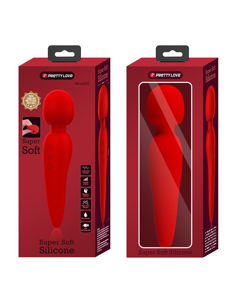 Pretty Love - Meredith - Wand Vibrator - 12 Standen - Waterproof - Rood
