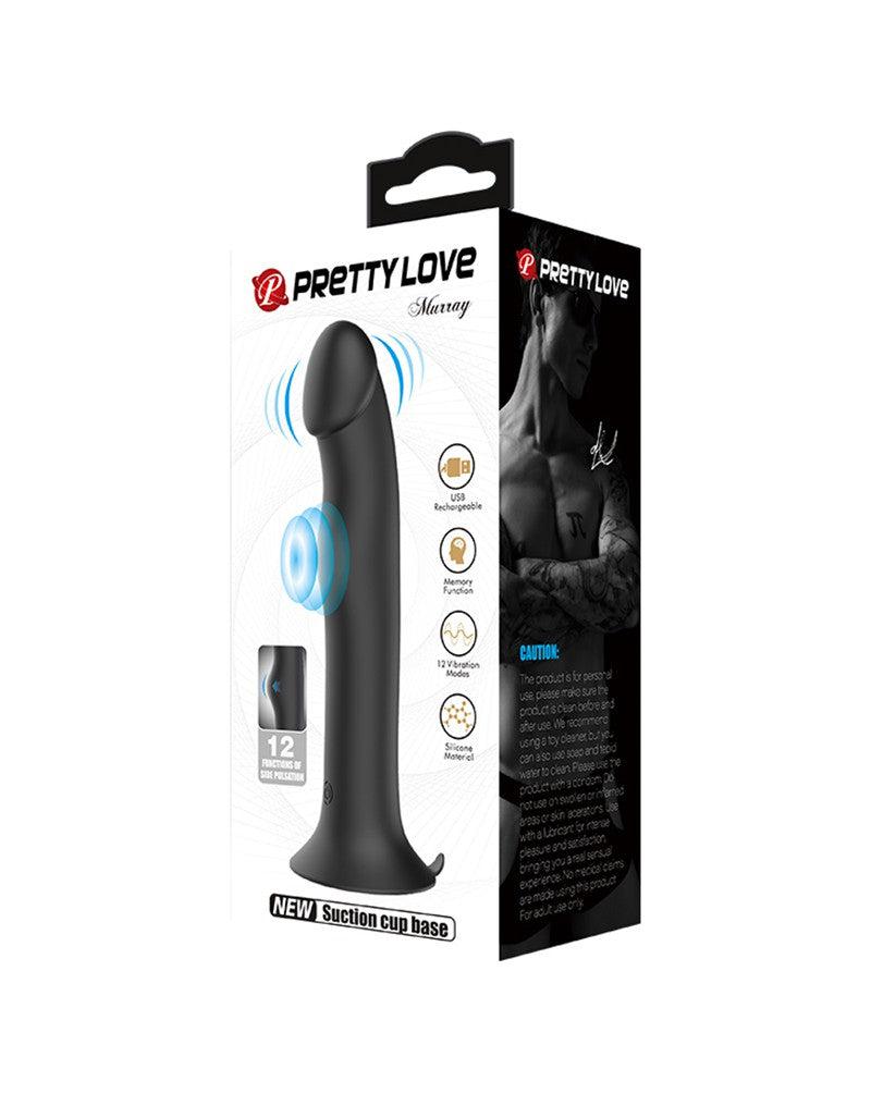 Pretty Love - Murray - Vibrerende Dildo - 19 cm - Zwart - USB Oplaadbaar - Siliconen
